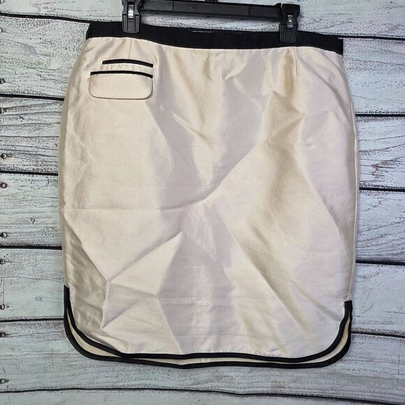 J.Crew Wool Silk Ivory Pencil Skirt Size 14 - Picture 2 of 8